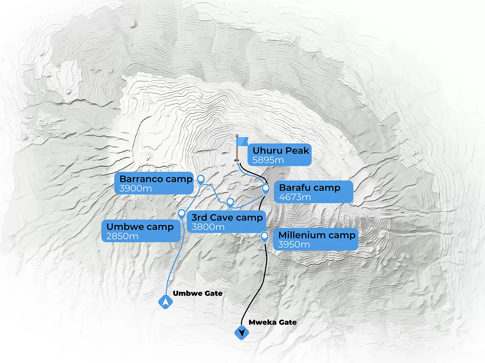 Umbwe Route Map - Climb Mount Kilimanjaro